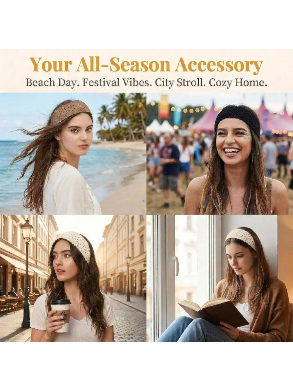 3Pcs Boho Knit Headbands for Women | Stylish Hair Accessories & Bandana Scarves